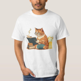 Kat Een boek lezen en Drink koffie T-shirt