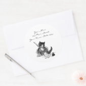 kat Een brief schrijven Ronde Sticker (Envelop)