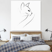 Kat één lijn minimalistisch elegant ontwerp canvas afdruk (Insitu (Slaapkamer))