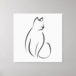 Kat één lijnontwerp canvas afdruk