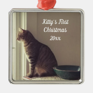 Kat Eerste Kerstmis Metalen Ornament