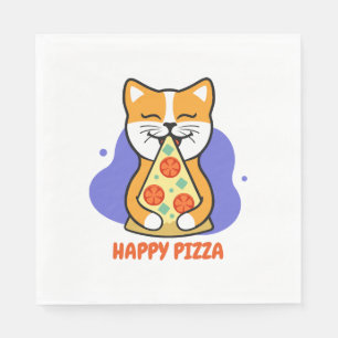 Kat eet een pizza    servet
