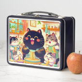 Kat eet noedels soep met vrienden (In situ)