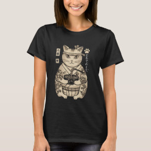 Kat eet Ramen Vintage Japanse Kunst Ukiyo e T-shirt