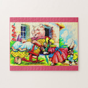 kat en baby in de jaren '30 gaan naar varkens legpuzzel