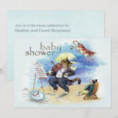 Kat en Baby shower blauw Kaart (Voorkant / Achterkant)