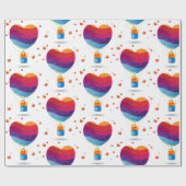 Kat en ballon van de liefde cadeaupapier (Vlak)