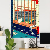 Kat en berg Fuji 1857 Poster (Thuiskantoor)