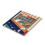 Kat en berg Fuji 1857 Tegeltje (Zijkant)