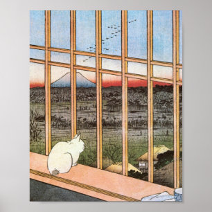 Kat en berg Fuji, Hiroshige Poster