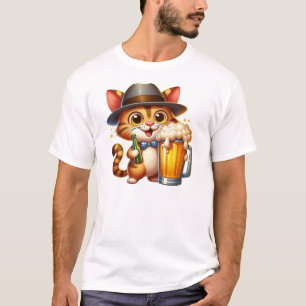 Kat en bier Clipart Design-85244 T-shirt