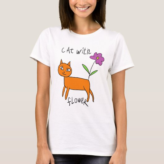 Kat en bloem t-shirt (Voorkant)