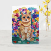 Kat en bloemen kaart (Gele Bloem)