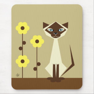 Kat en bloemen muismat