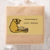 Kat en boek,  boekplaat aanpasbaar etiket (Insitu)