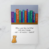 Kat en boeken Verjaardag Kaart (Binnen)