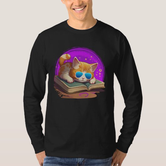 Kat  en Boekenwurm Boek  Boeken en Kat liefhebbers T-shirt (Voorkant)