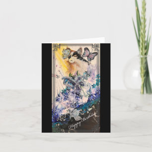 Kat en Butterfly Birthday Kaart