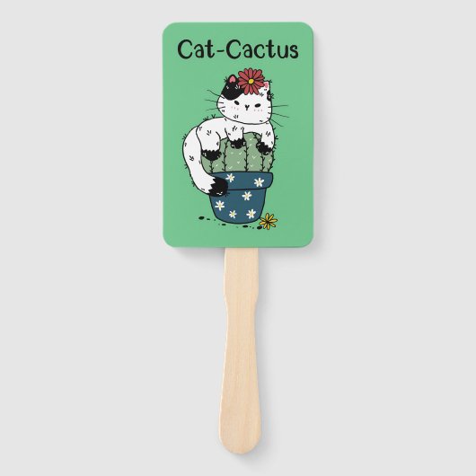 Kat en cactus handwaaier (Voorkant)