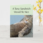 Kat en een broodje tonijn kaart (Gele Bloem)
