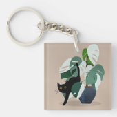 Kat en een plant, art deco chic sleutelhanger (Voorkant)