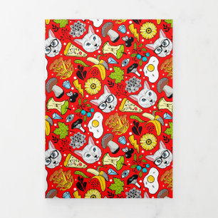 Kat en ei op rood drieluik aankondiging