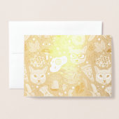 Kat en ei op rood folie kaarten (Voorkant met envelop)