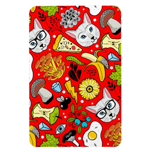 Kat en ei op rood magneet (Verticaal)