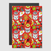 Kat en ei op rood magnetische uitnodiging (Voorkant / Achterkant)