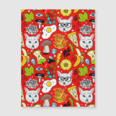 Kat en ei op rood magnetische uitnodiging (Voorkant)