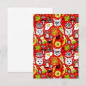 Kat en ei op rood notitiekaartje (Voorkant / Achterkant)