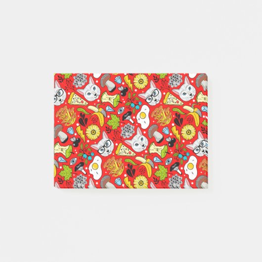 Kat en ei op rood post-it® notes (Voorkant)