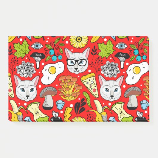 Kat en ei op rood post-it® notes (Voorkant)