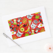 Kat en ei op rood rechthoekige sticker (Envelop)