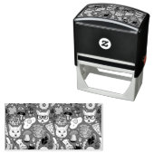 Kat en ei op rood zelfinktende stempel (In situ)