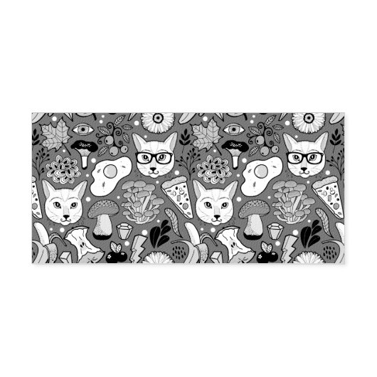 Kat en ei op rood zelfinktende stempel (Design)