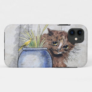 Kat en geel kleine vogel, Louis Wain iPhone 11 Hoesje