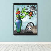 Kat- en glasvet (galerijafval) canvas afdruk (Insitu (Houten vloer))