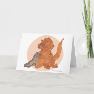 Kat en Golden Retriever / bedankkaart