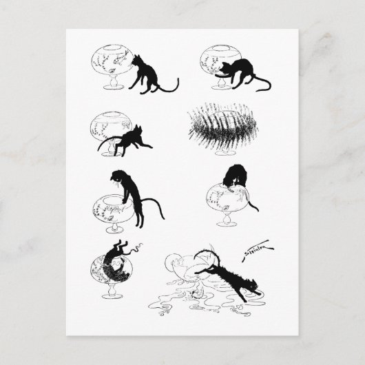 Kat en goudvis, Alexandre Steinlen Briefkaart (Voorkant)