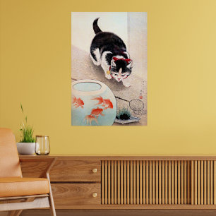 Kat en Goudvissenkom Poster