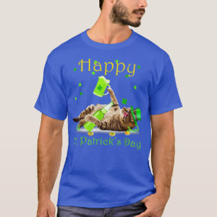 Kat en groene bier Happy St Patricks Day Kat Lover T-shirt