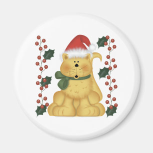 Kat en holle kerstnetten magneet