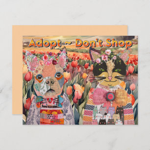 Kat en hond adopteren geen Wenskaart Kaart