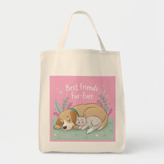 Kat en hond beste vrienden voor altijd tote bag