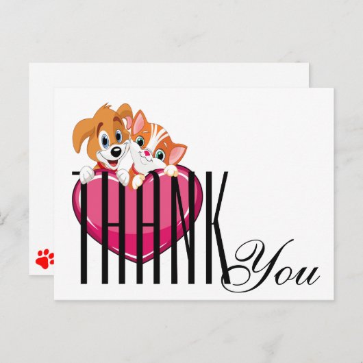 Kat en Hond Dank U Briefkaart (Voorkant / Achterkant)