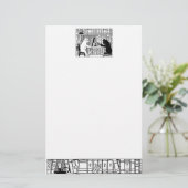 Kat en hond in de bibliotheek briefpapier (Staand voorkant)