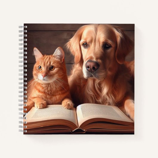 Kat en hond lezen van een boek (Voorkant)