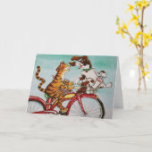 Kat en Hond op Fiets Kaart (Gele Bloem)