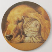 Kat en hond ronde button 6,0 cm (Voorkant)